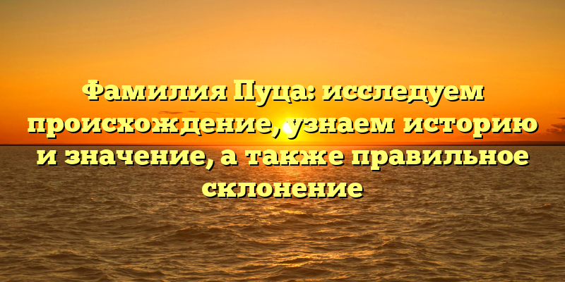 Фамилия Пуца: исследуем происхождение, узнаем историю и значение, а также правильное склонение