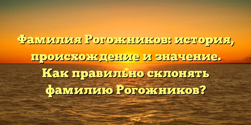 Фамилия Рогожников: история, происхождение и значение. Как правильно склонять фамилию Рогожников? Фамилия Рогожников: история, происхождение и значение. Как правильно склонять фамилию Рогожников?