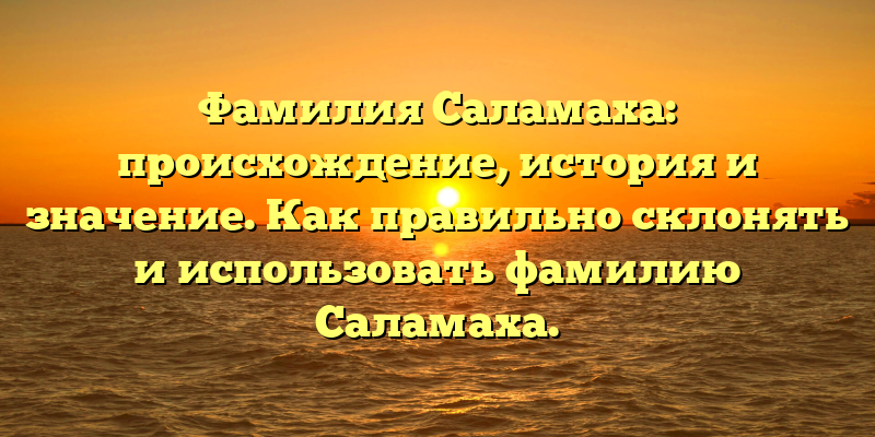 Фамилия Саламаха: происхождение, история и значение. Как правильно склонять и использовать фамилию Саламаха.