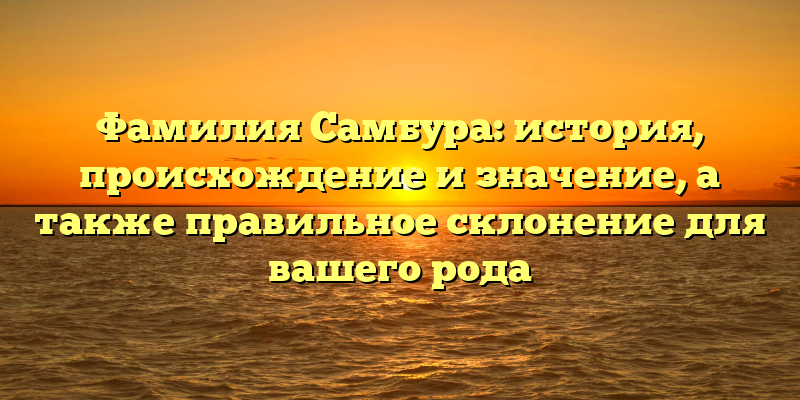 Фамилия Самбура: история, происхождение и значение, а также правильное склонение для вашего рода