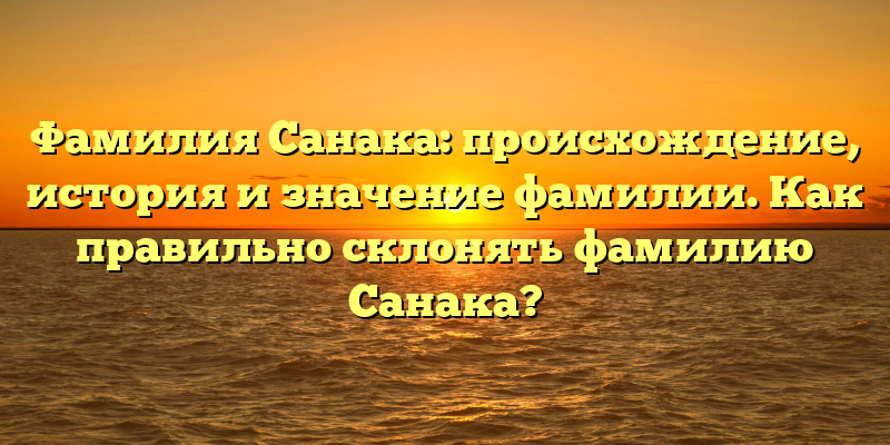 Фамилия Санака: происхождение, история и значение фамилии. Как правильно склонять фамилию Санака?