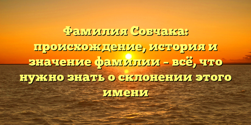 Фамилия Собчака: происхождение, история и значение фамилии – всё, что нужно знать о склонении этого имени