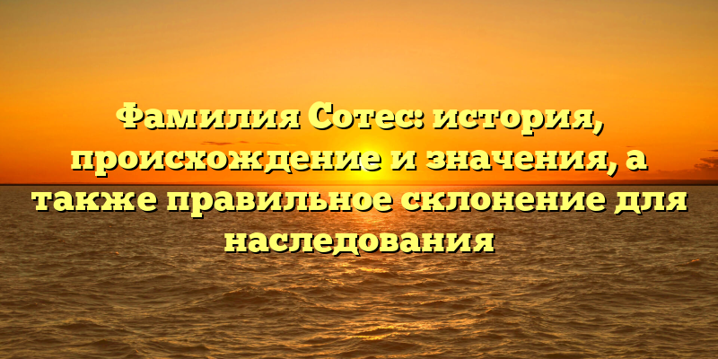 Фамилия Сотес: история, происхождение и значения, а также правильное склонение для наследования