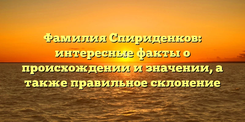 Фамилия Спириденков: интересные факты о происхождении и значении, а также правильное склонение Фамилия Спириденков: интересные факты о происхождении и значении, а также правильное склонение