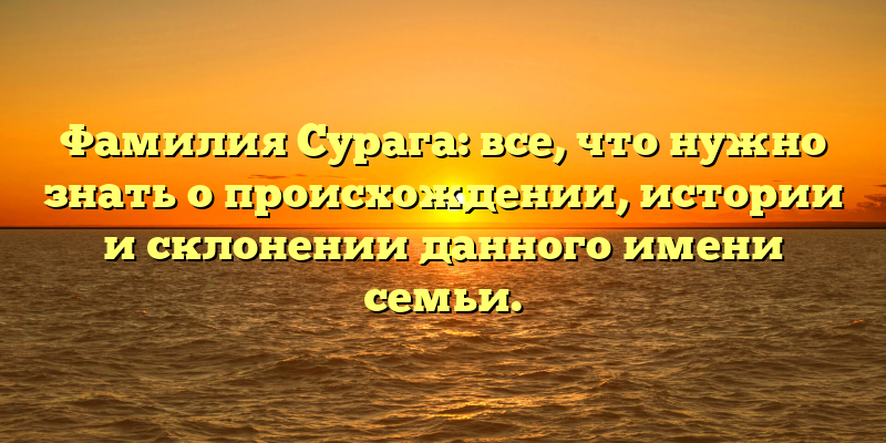 Фамилия Сурага: все, что нужно знать о происхождении, истории и склонении данного имени семьи.