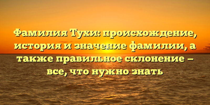Фамилия Тухи: происхождение, история и значение фамилии, а также правильное склонение — все, что нужно знать