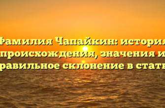 Фамилия Чапайкин: история происхождения, значения и правильное склонение в статье Фамилия Чапайкин: история происхождения, значения и правильное склонение в статье