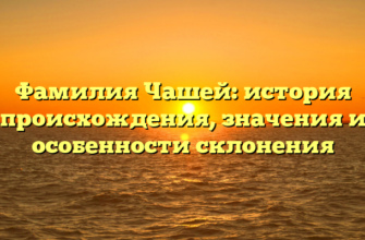 Фамилия Чашей: история происхождения, значения и особенности склонения Фамилия Чашей: история происхождения, значения и особенности склонения