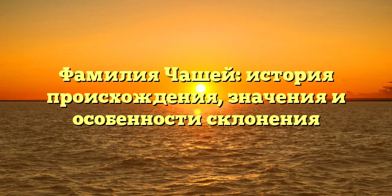 Фамилия Чашей: история происхождения, значения и особенности склонения Фамилия Чашей: история происхождения, значения и особенности склонения