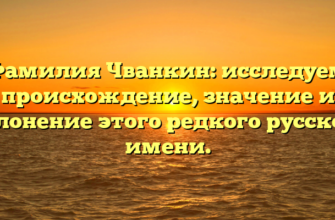 Фамилия Чванкин: исследуем происхождение, значение и склонение этого редкого русского имени. Фамилия Чванкин: исследуем происхождение, значение и склонение этого редкого русского имени.