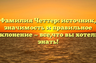 Фамилия Четтер: источник, значимость и правильное склонение — все,что вы хотели знать! Фамилия Четтер: источник, значимость и правильное склонение — все,что вы хотели знать!