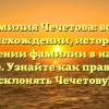 Фамилия Чечетова: все о происхождении, истории и значении фамилии в нашем обзоре. Узнайте как правильно склонять Чечетову!