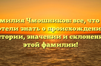 Фамилия Чмошников: все, что вы хотели знать о происхождении, истории, значении и склонении этой фамилии!