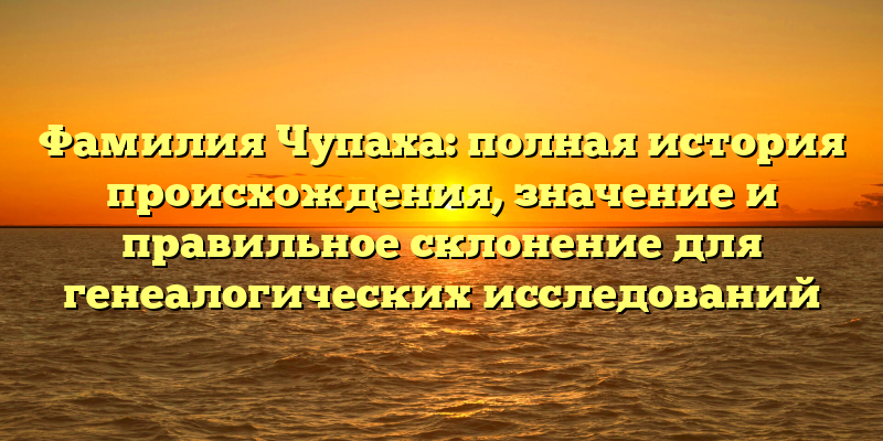 Фамилия Чупаха: полная история происхождения, значение и правильное склонение для генеалогических исследований