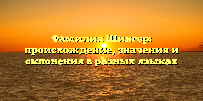 Фамилия Шингер: происхождение, значения и склонения в разных языках