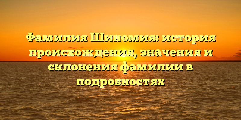 Фамилия Шиномия: история происхождения, значения и склонения фамилии в подробностях