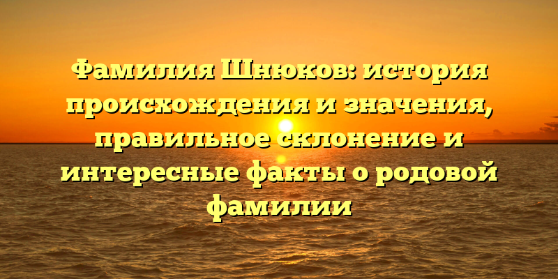 Фамилия Шнюков: история происхождения и значения, правильное склонение и интересные факты о родовой фамилии