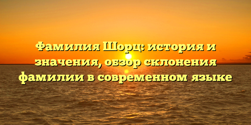 Фамилия Шорц: история и значения, обзор склонения фамилии в современном языке
