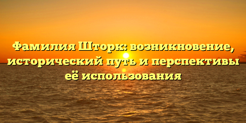 Фамилия Шторк: возникновение, исторический путь и перспективы её использования