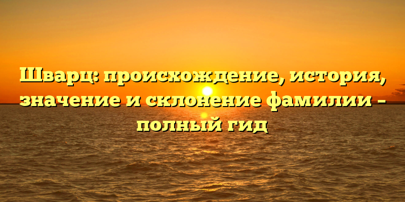 Шварц: происхождение, история, значение и склонение фамилии – полный гид