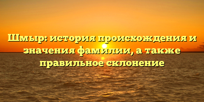 Шмыр: история происхождения и значения фамилии, а также правильное склонение