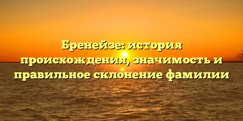 Бренейзе: история происхождения, значимость и правильное склонение фамилии