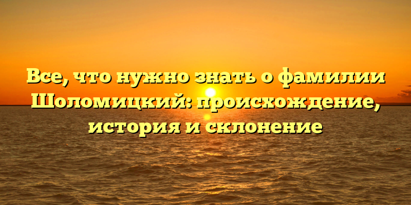 Все, что нужно знать о фамилии Шоломицкий: происхождение, история и склонение