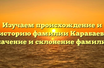 Изучаем происхождение и историю фамилии Карабаев: значение и склонение фамилии Изучаем происхождение и историю фамилии Карабаев: значение и склонение фамилии
