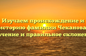 Изучаем происхождение и историю фамилии Чеканова: значение и правильное склонение Изучаем происхождение и историю фамилии Чеканова: значение и правильное склонение