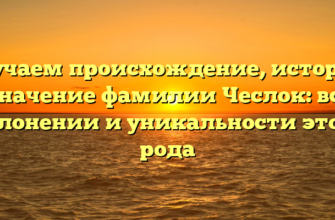 Изучаем происхождение, историю и значение фамилии Чеслок: все о склонении и уникальности этого рода Изучаем происхождение, историю и значение фамилии Чеслок: все о склонении и уникальности этого рода