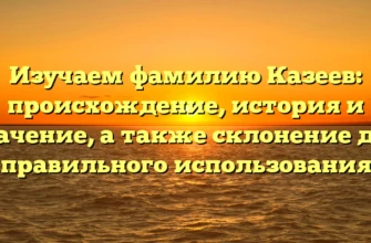 Изучаем фамилию Казеев: происхождение, история и значение, а также склонение для правильного использования