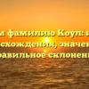 Изучаем фамилию Коул: история происхождения, значение и правильное склонение
