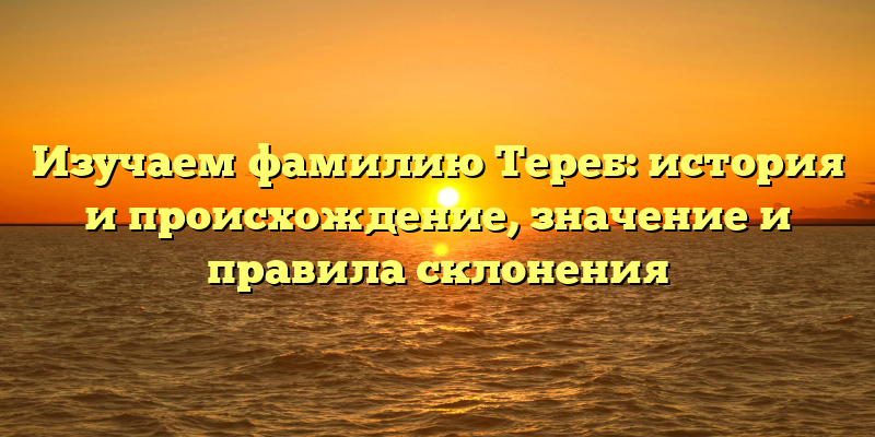 Изучаем фамилию Тереб: история и происхождение, значение и правила склонения