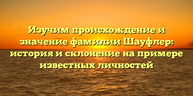 Изучим происхождение и значение фамилии Шауфлер: история и склонение на примере известных личностей