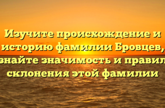 Изучите происхождение и историю фамилии Бровцев, узнайте значимость и правила склонения этой фамилии