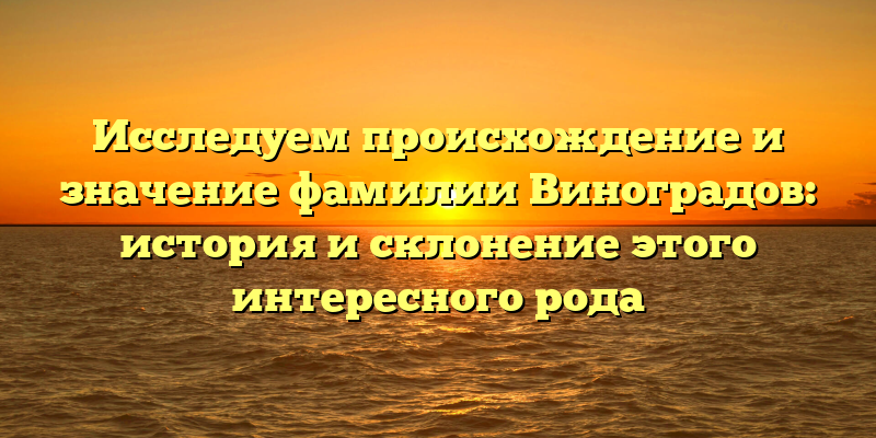 Исследуем происхождение и значение фамилии Виноградов: история и склонение этого интересного рода