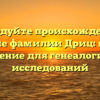 Исследуйте происхождение и значение фамилии Дриц: история и склонение для генеалогических исследований