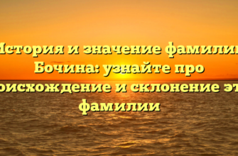 История и значение фамилии Бочина: узнайте про происхождение и склонение этой фамилии