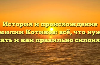 История и происхождение фамилии Котиков: всё, что нужно знать и как правильно склонять История и происхождение фамилии Котиков: всё, что нужно знать и как правильно склонять