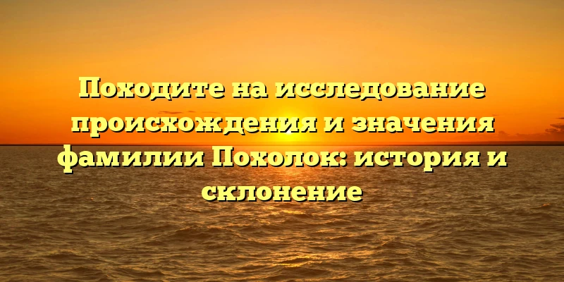 Походите на исследование происхождения и значения фамилии Похолок: история и склонение Походите на исследование происхождения и значения фамилии Похолок: история и склонение