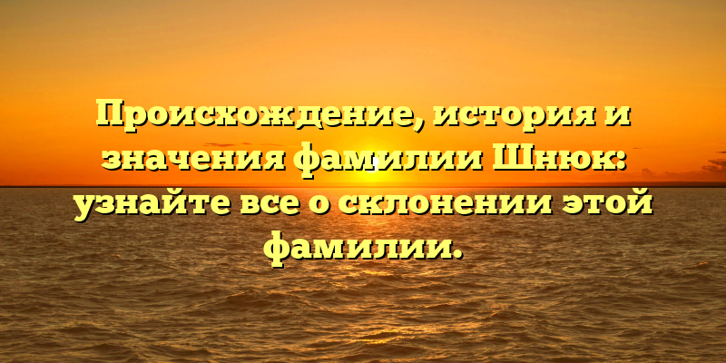 Происхождение, история и значения фамилии Шнюк: узнайте все о склонении этой фамилии.