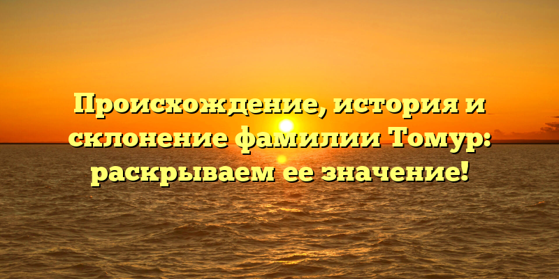 Происхождение, история и склонение фамилии Томур: раскрываем ее значение!