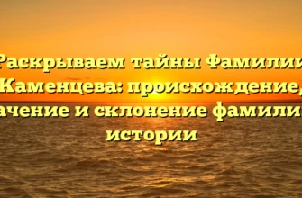 Раскрываем тайны Фамилии Каменцева: происхождение, значение и склонение фамилии в истории