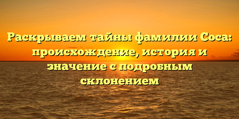 Раскрываем тайны фамилии Соса: происхождение, история и значение с подробным склонением