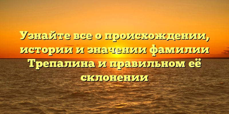Узнайте все о происхождении, истории и значении фамилии Трепалина и правильном её склонении