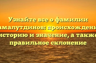 Узнайте все о фамилии Камалутдинов: происхождение, историю и значение, а также правильное склонение Узнайте все о фамилии Камалутдинов: происхождение, историю и значение, а также правильное склонение