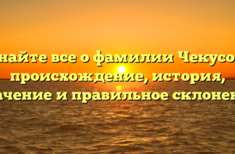 Узнайте все о фамилии Чекусова: происхождение, история, значение и правильное склонение Узнайте все о фамилии Чекусова: происхождение, история, значение и правильное склонение