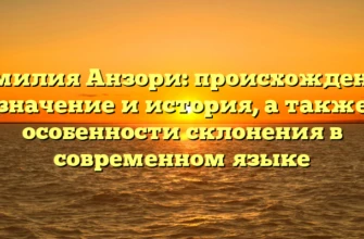 Фамилия Анзори: происхождение, значение и история, а также особенности склонения в современном языке Фамилия Анзори: происхождение, значение и история, а также особенности склонения в современном языке