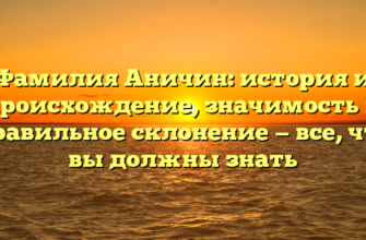 Фамилия Аничин: история и происхождение, значимость и правильное склонение — все, что вы должны знать