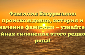 Фамилия Басурманов: происхождение, история и значение фамилии — узнайте о тайнах склонения этого редкого рода!